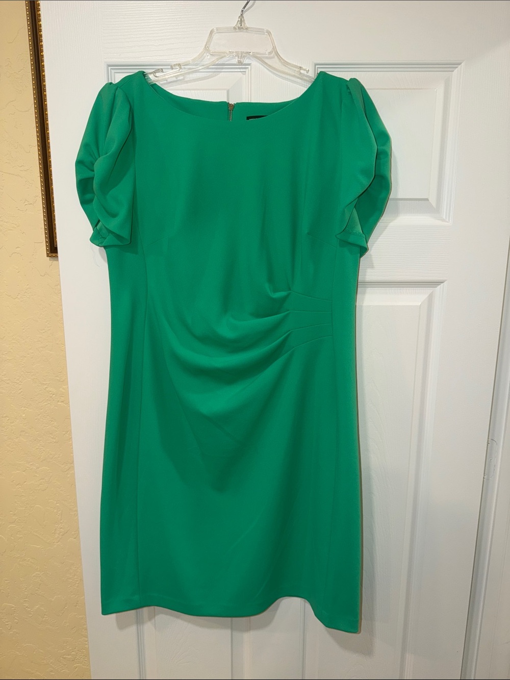 Karl Lagerfeld Emerald Green Short Sleeve Sheath Dress